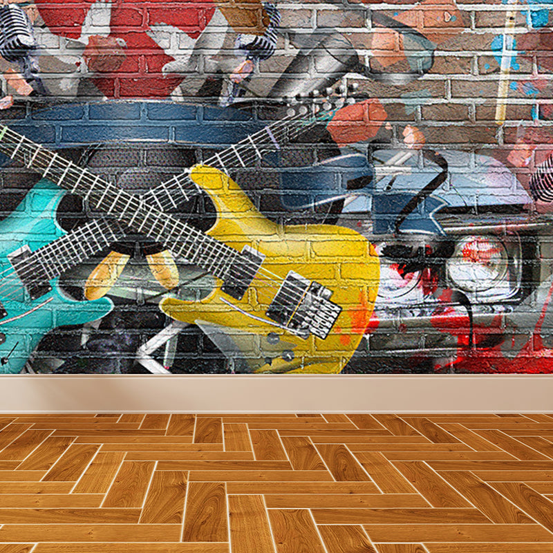 Cool Street Graffiti Wallpaper Mural Boys Bedroom Abstract Pattern Wall Covering, Custom Made Clearhalo 'Wall Decor' 'Wall Mural' 1697947