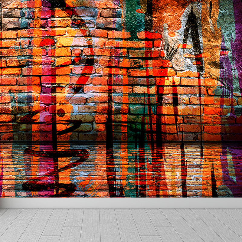 Cool Street Graffiti Wallpaper Mural Boys Bedroom Abstract Pattern Wall Covering, Custom Made Clearhalo 'Wall Decor' 'Wall Mural' 1697952