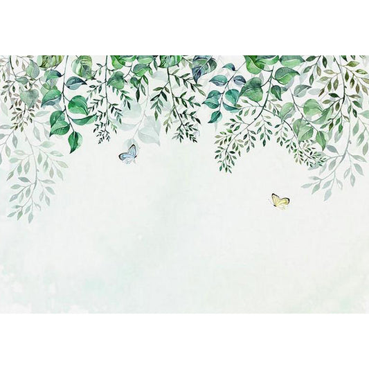 Butterflies and Branches Wall Mural Green Contemporary Wall Art for House Interior Clearhalo 'Wall Decor' 'Wall Mural' 1697973