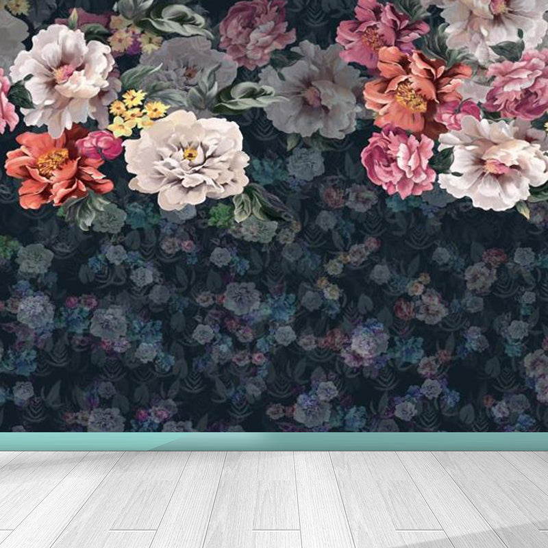 Stain-Proof Blooming Peony Mural Non-Woven Modern Style Wall Covering for Bedroom Pink Clearhalo 'Wall Decor' 'Wall Mural' 1697975