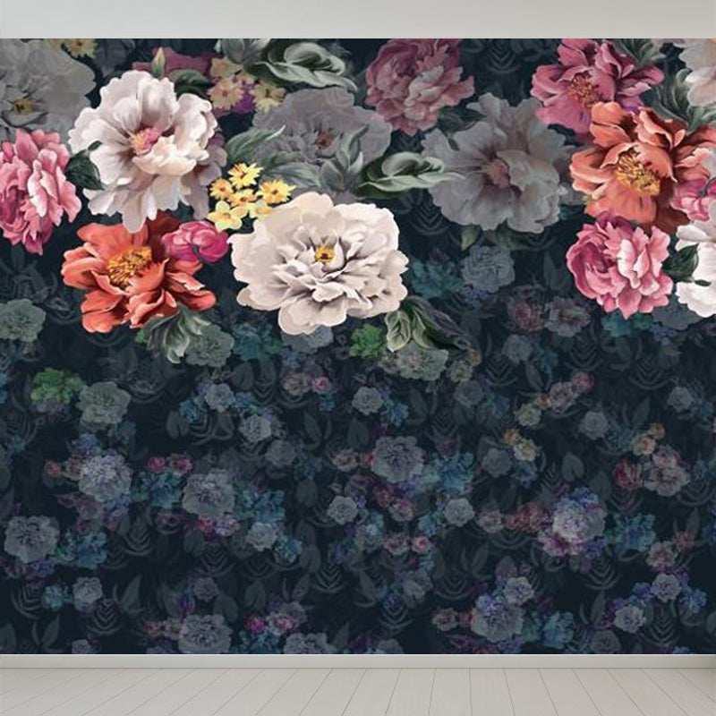 Stain-Proof Blooming Peony Mural Non-Woven Modern Style Wall Covering for Bedroom Clearhalo 'Wall Decor' 'Wall Mural' 1697976