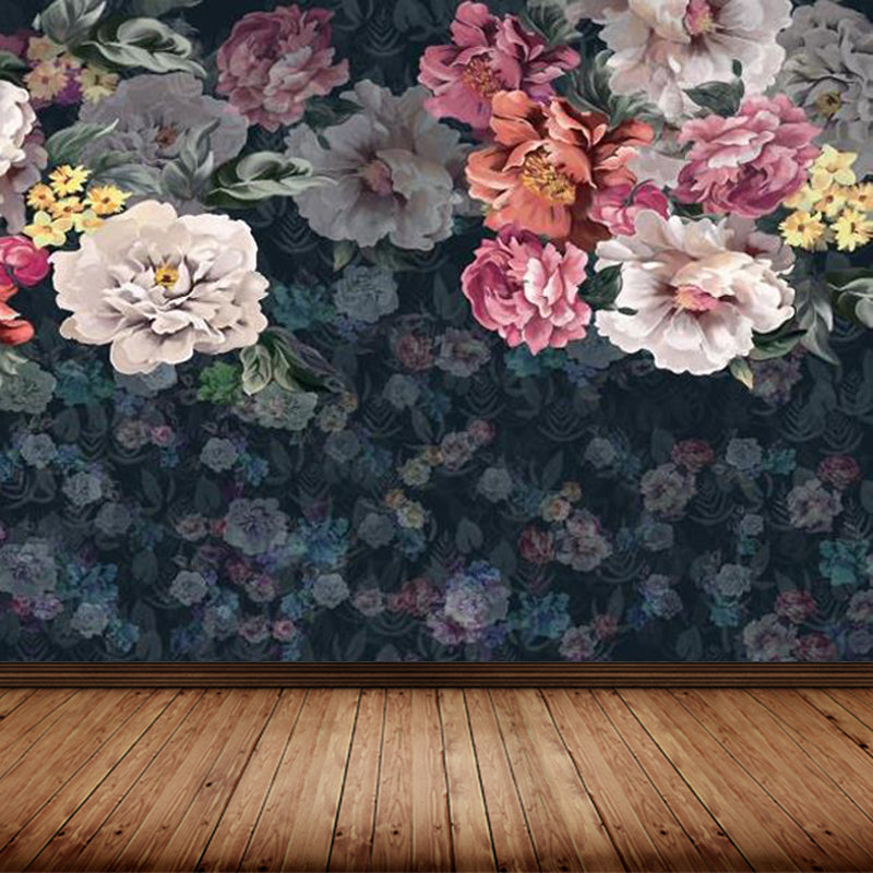 Stain-Proof Blooming Peony Mural Non-Woven Modern Style Wall Covering for Bedroom Clearhalo 'Wall Decor' 'Wall Mural' 1697977