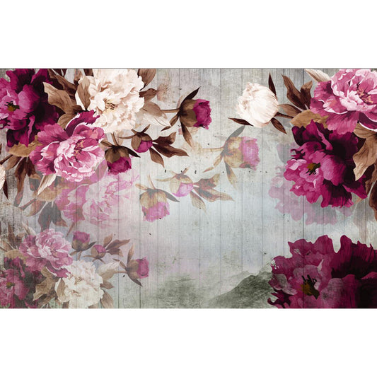 Rose Red Peonies Wallpaper Mural Moisture Resistant Wall Covering for Accent Wall Clearhalo 'Wall Decor' 'Wall Mural' 1697983