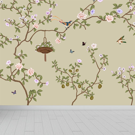 Flower Blossom Branch Wall Mural Modern Waterproof Girls Bedroom Wall Art, Custom-Print Clearhalo 'Wall Decor' 'Wall Mural' 1697986
