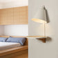 White/Gray Tapered Shade Wall Sconce Lamp Nordic Style 1-Light Metal Wall Lighting with Wooden Supporter Clearhalo 'Cast Iron' 'Glass' 'Industrial' 'Modern wall lights' 'Modern' 'Tiffany' 'Traditional wall lights' 'Wall Lamps & Sconces' 'Wall Lights' Lighting' 169799