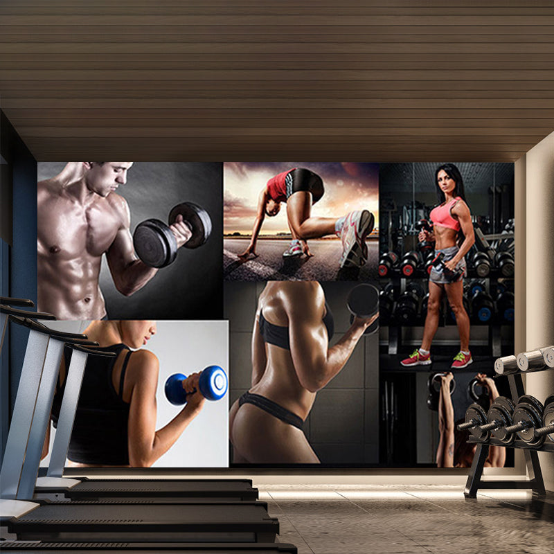 Light Color Modern Mural Wallpaper Gaint Sportsman Wall Covering for Dining Room Clearhalo 'Wall Decor' 'Wall Mural' 1698119