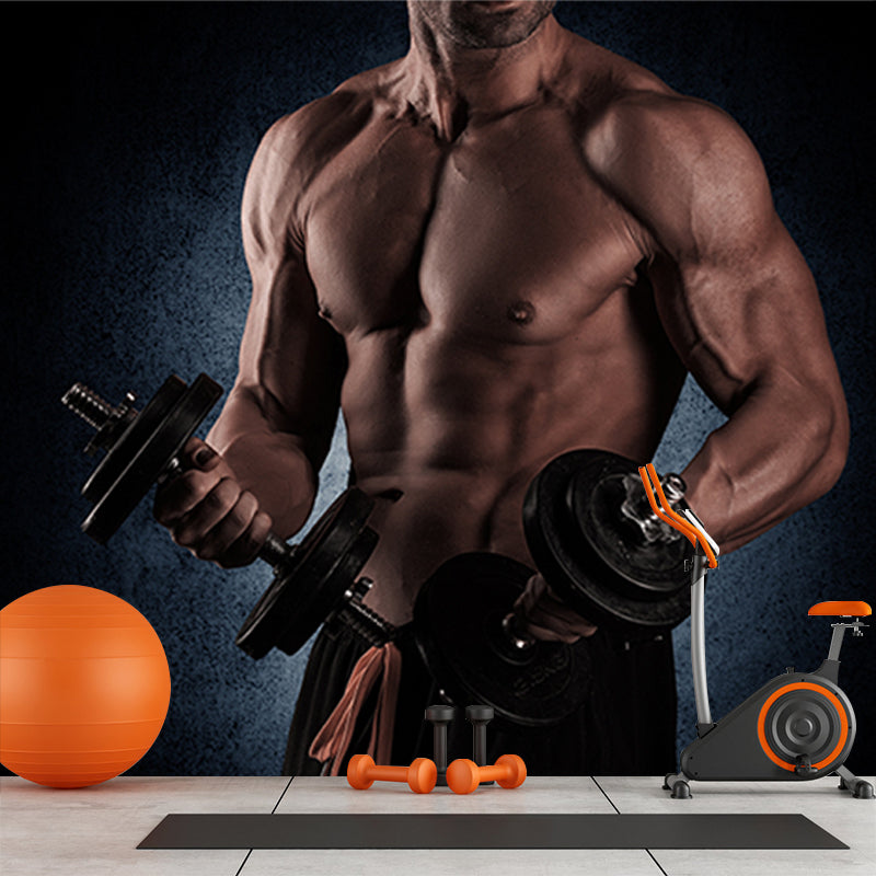 Light Color Modern Mural Wallpaper Gaint Sportsman Wall Covering for Dining Room Clearhalo 'Wall Decor' 'Wall Mural' 1698124