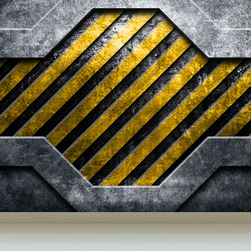 Non-Woven Textured Decorative Mural Decal Industrial Geometry Pattern Wall Covering Yellow Design 2 Clearhalo 'Wall Decor' 'Wall Mural' 1698138