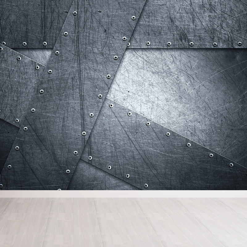 Non-Woven Textured Decorative Mural Decal Industrial Geometry Pattern Wall Covering Grey Design 2 Clearhalo 'Wall Decor' 'Wall Mural' 1698148