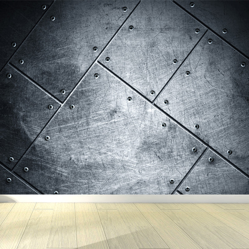 Gray Geometry Pattern Mural Moisture Resistant Industrial Bathroom Wall Covering Clearhalo 'Wall Decor' 'Wall Mural' 1698154