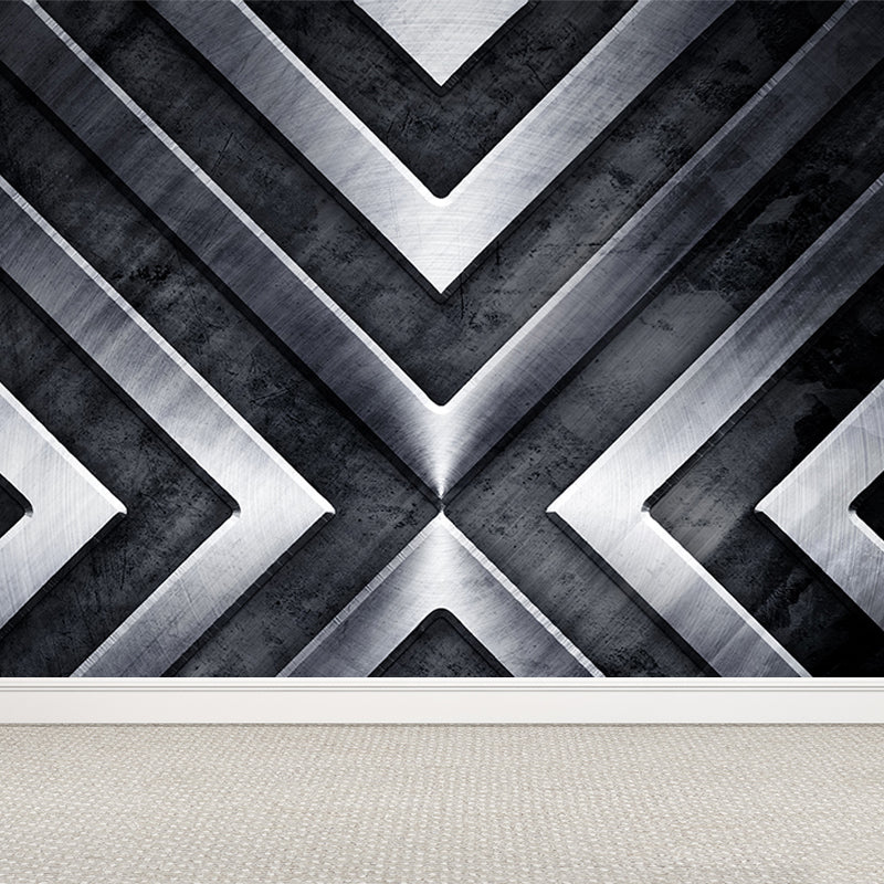 Gray Geometry Pattern Mural Moisture Resistant Industrial Bathroom Wall Covering Clearhalo 'Wall Decor' 'Wall Mural' 1698164