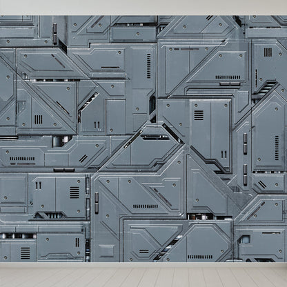 Gray Geometry Pattern Mural Moisture Resistant Industrial Bathroom Wall Covering Grey Design 4 Clearhalo 'Wall Decor' 'Wall Mural' 1698168