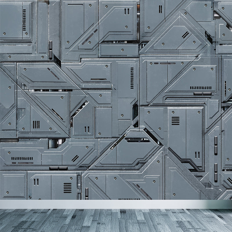 Gray Geometry Pattern Mural Moisture Resistant Industrial Bathroom Wall Covering Clearhalo 'Wall Decor' 'Wall Mural' 1698169