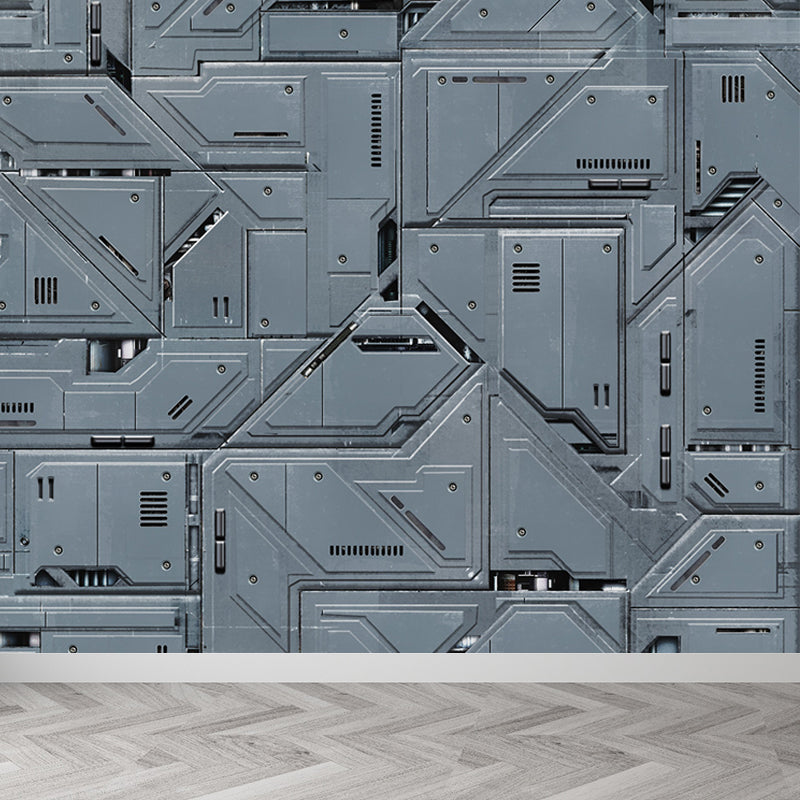 Gray Geometry Pattern Mural Moisture Resistant Industrial Bathroom Wall Covering Clearhalo 'Wall Decor' 'Wall Mural' 1698170