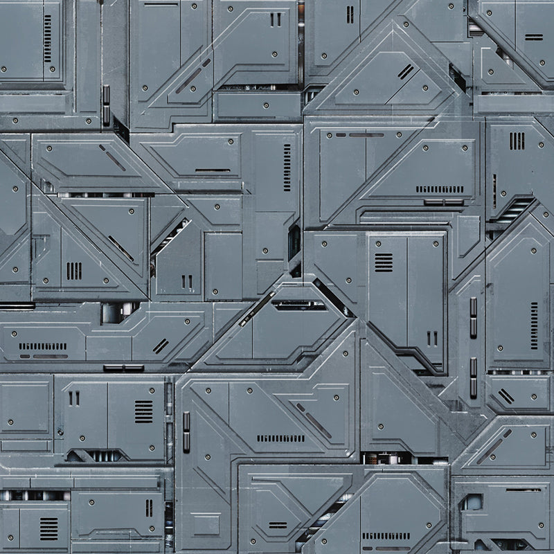 Gray Geometry Pattern Mural Moisture Resistant Industrial Bathroom Wall Covering Clearhalo 'Wall Decor' 'Wall Mural' 1698171