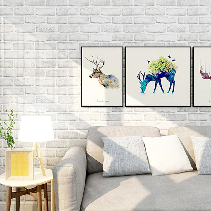 Water-Proof Brick Wallpaper Industrial PVC Wall Decor for Kitchen, 33' L x 17.5" W White Clearhalo 'Industrial wall decor' 'Industrial' 'Wallpaper' Wall Decor' 1698179