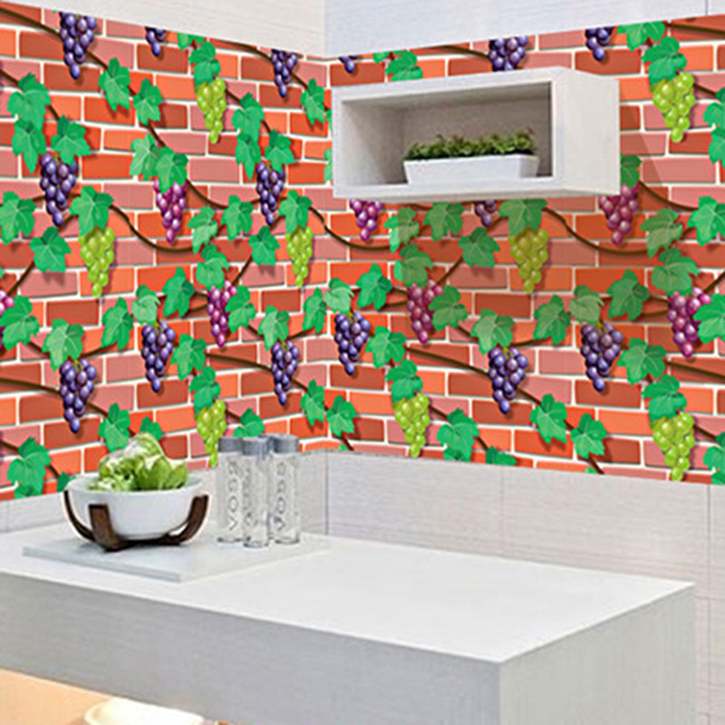 Water-Proof Brick Wallpaper Industrial PVC Wall Decor for Kitchen, 33' L x 17.5" W Clearhalo 'Industrial wall decor' 'Industrial' 'Wallpaper' Wall Decor' 1698183