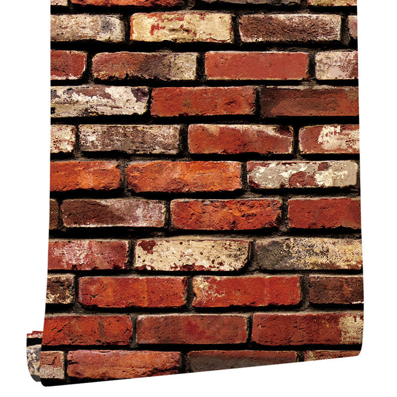 Aged Brick Look Wallpaper Roll Peel and Stick Industrial House Interior Wall Decor, 29.1-sq ft Clearhalo 'Industrial wall decor' 'Industrial' 'Wallpaper' Wall Decor' 1698194
