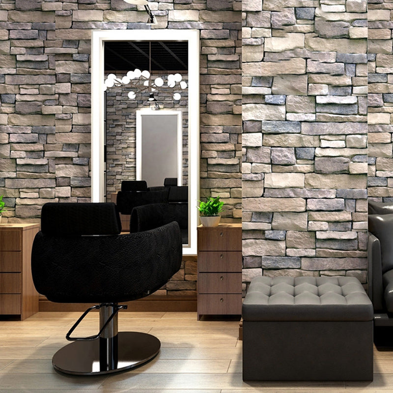 Industrial Peel Wallpaper Roll Dark Grey 3D Brickwork Wall Decor, 19.5' L x 17.5" W Clearhalo 'Industrial wall decor' 'Industrial' 'Wallpaper' Wall Decor' 1698202
