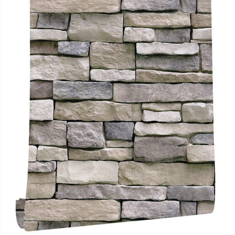 Industrial Peel Wallpaper Roll Dark Grey 3D Brickwork Wall Decor, 19.5' L x 17.5" W Clearhalo 'Industrial wall decor' 'Industrial' 'Wallpaper' Wall Decor' 1698204