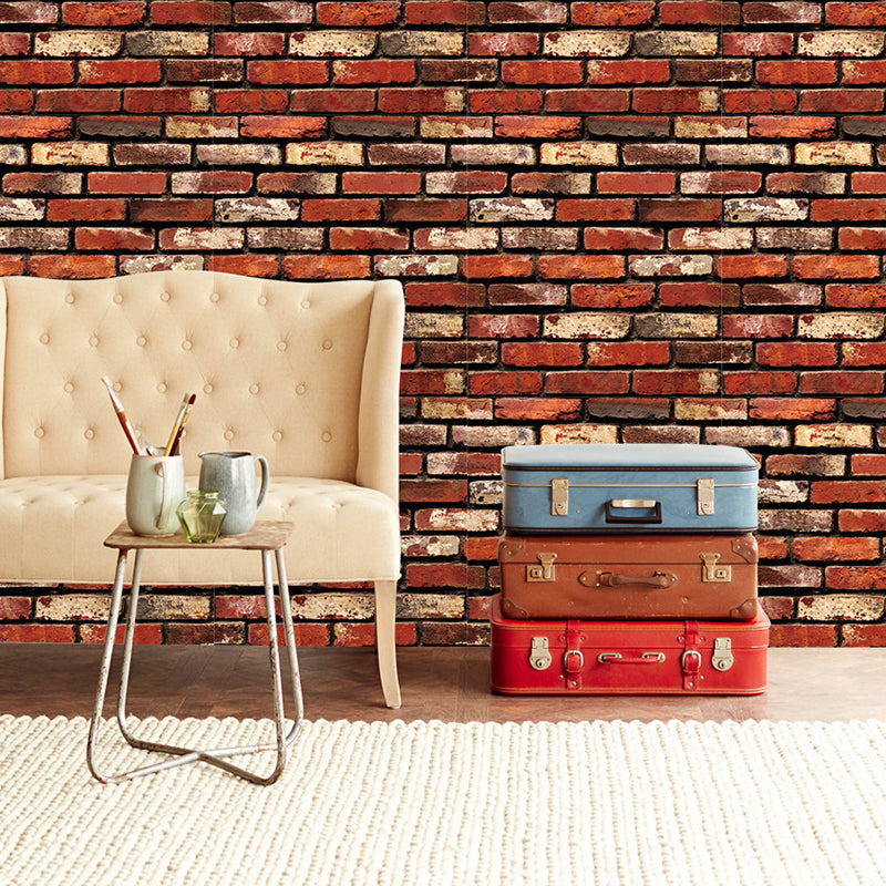 Fake Bricks Wallpaper Roll Stain Resistant Cyberpunk Living Room Wall Decor, 33' x 17.5" Clearhalo 'Industrial wall decor' 'Industrial' 'Wallpaper' Wall Decor' 1698207
