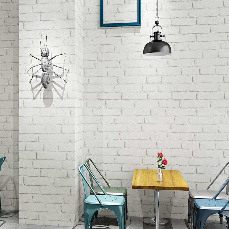 Industrial Faux Brick Wallpaper Pastel Color Moisture Resistant Wall Decor for Restaurant White Clearhalo 'Industrial wall decor' 'Industrial' 'Wallpaper' Wall Decor' 1698211