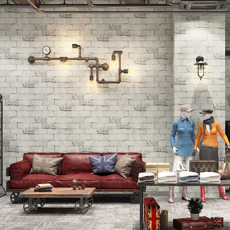 Industrial Faux Brick Wallpaper Pastel Color Moisture Resistant Wall Decor for Restaurant Grey Clearhalo 'Industrial wall decor' 'Industrial' 'Wallpaper' Wall Decor' 1698220