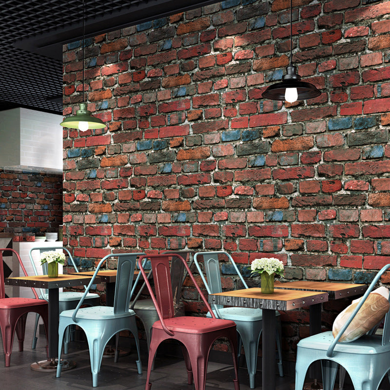 Colored-Paint Brick Wallpaper Roll Cyberpunk Smooth Surface Wall Art for Restaurant Clearhalo 'Industrial wall decor' 'Industrial' 'Wallpaper' Wall Decor' 1698228