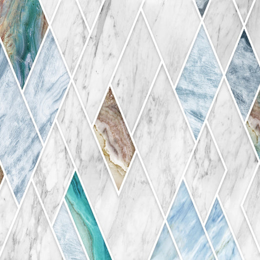 Giant Modern Style Mural Wallpaper in White Harlequin Pattern Wall Art, Made to Measure Clearhalo 'Wall Decor' 'Wall Mural' 1698242