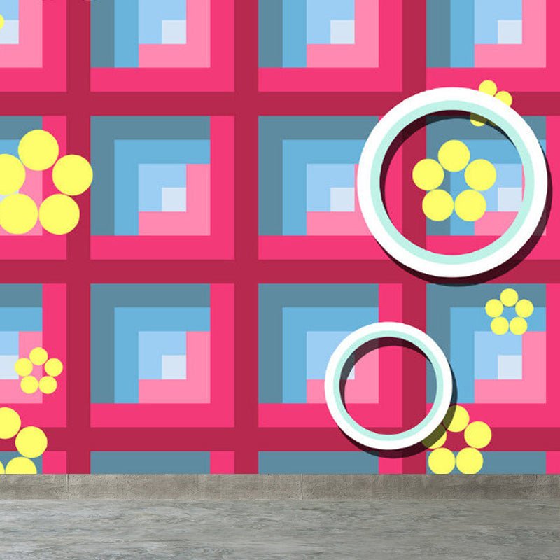 Whole Square Pattern Mural Decal for Indoor Decor Modern Boys Bedroom Wall Covering Clearhalo 'Wall Decor' 'Wall Mural' 1698245