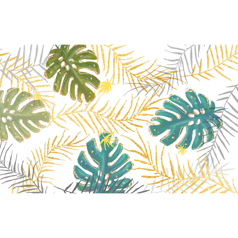Pastel Color Tropical Mural Wallpaper Huge Palm Leaves Wall Decor for Living Room Clearhalo 'Wall Decor' 'Wall Mural' 1698352
