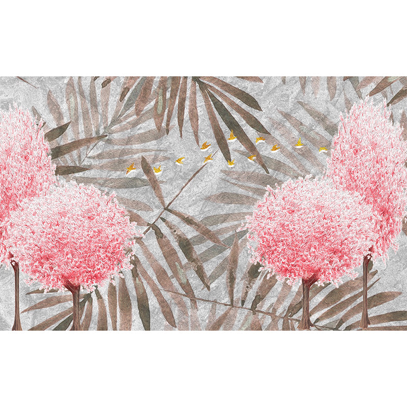 Pastel Color Tropical Mural Wallpaper Huge Palm Leaves Wall Decor for Living Room Clearhalo 'Wall Decor' 'Wall Mural' 1698362