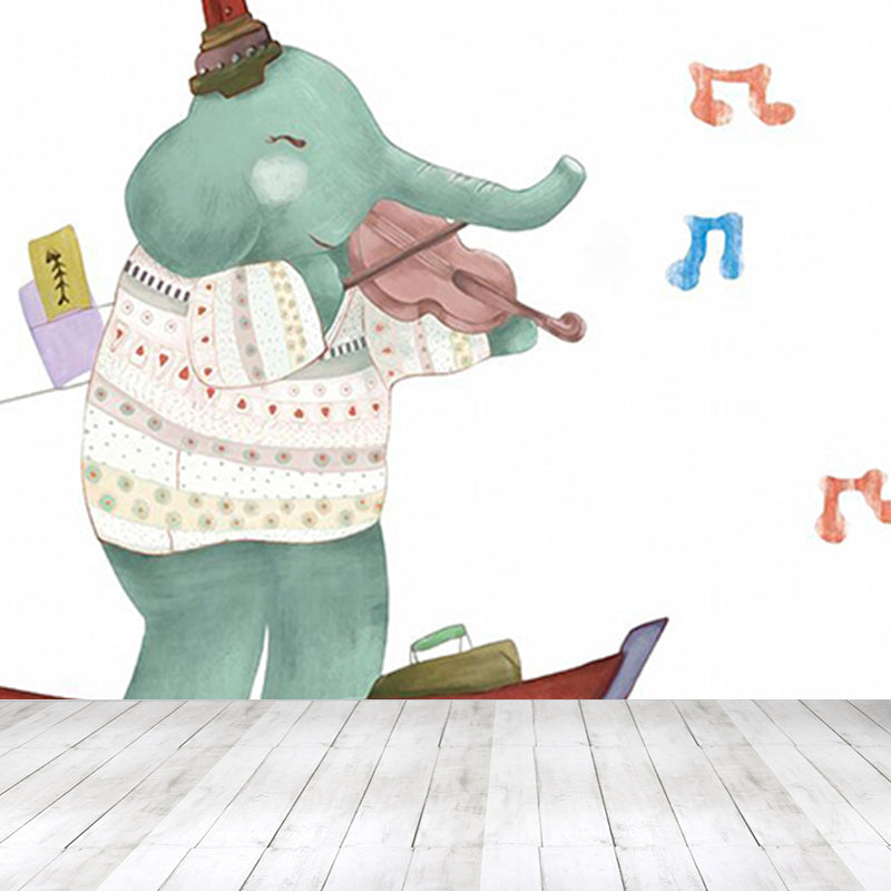 Cartoon Animal Print Mural Decal Pastel Color Moisture Resistant Wall Decor for Nursery Clearhalo 'Wall Decor' 'Wall Mural' 1698505