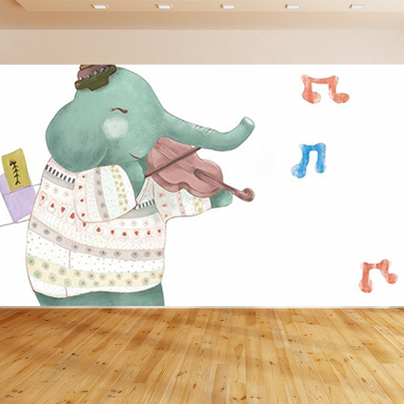 Cartoon Animal Print Mural Decal Pastel Color Moisture Resistant Wall Decor for Nursery Clearhalo 'Wall Decor' 'Wall Mural' 1698506