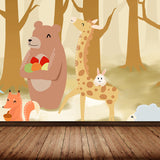 Large Cartoon Wall Mural Decal Soft Color Animal Pattern Wall Covering, Custom Made
