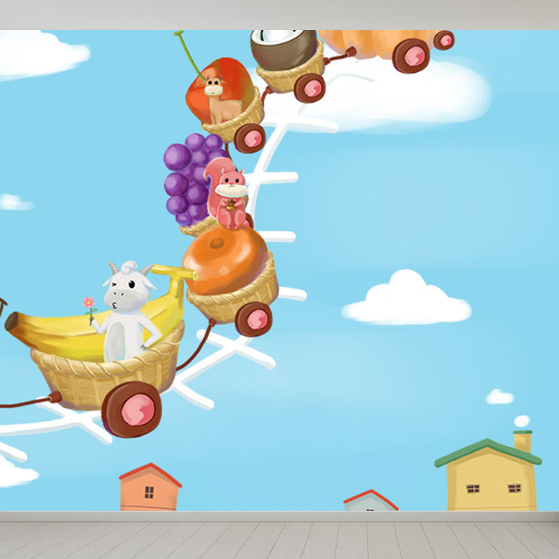 Large Cartoon Wall Mural Decal Soft Color Animal Pattern Wall Covering, Custom Made Clearhalo 'Wall Decor' 'Wall Mural' 1698521