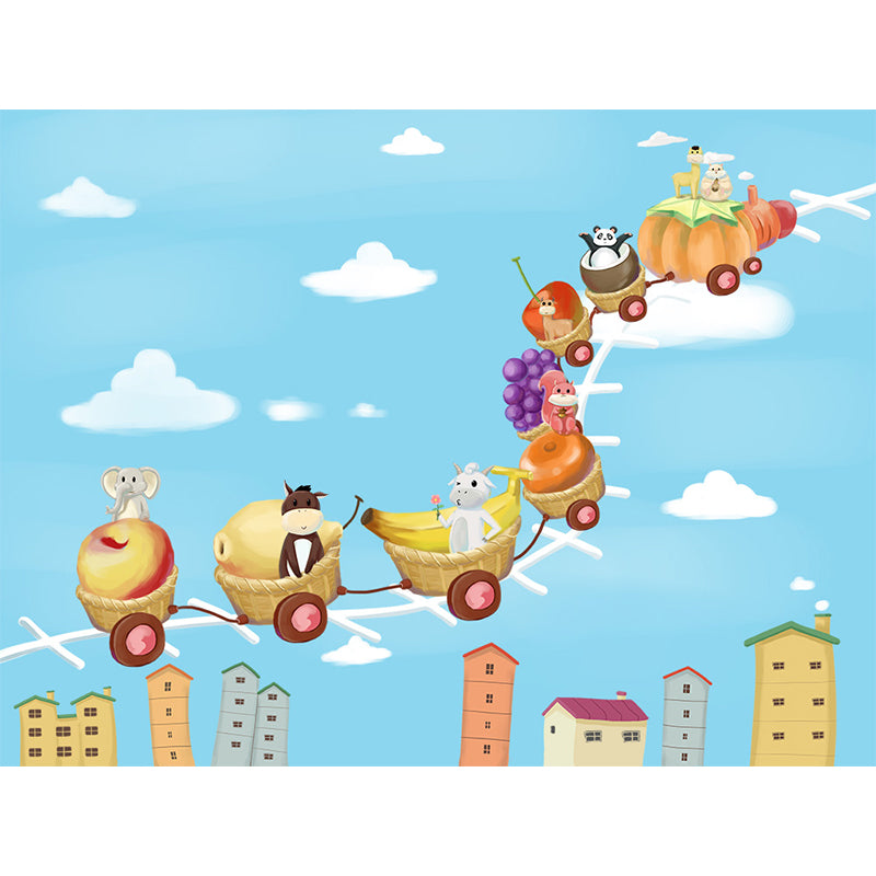 Large Cartoon Wall Mural Decal Soft Color Animal Pattern Wall Covering, Custom Made Clearhalo 'Wall Decor' 'Wall Mural' 1698522