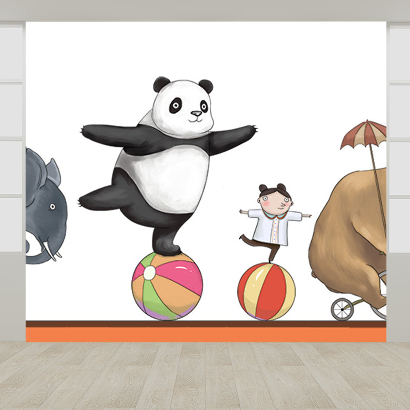 Large Cartoon Wall Mural Decal Soft Color Animal Pattern Wall Covering, Custom Made White Clearhalo 'Wall Decor' 'Wall Mural' 1698524