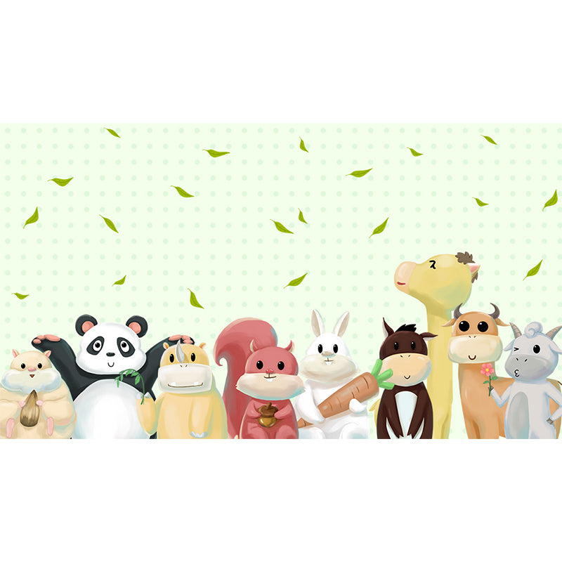 Large Cartoon Wall Mural Decal Soft Color Animal Pattern Wall Covering, Custom Made Clearhalo 'Wall Decor' 'Wall Mural' 1698532