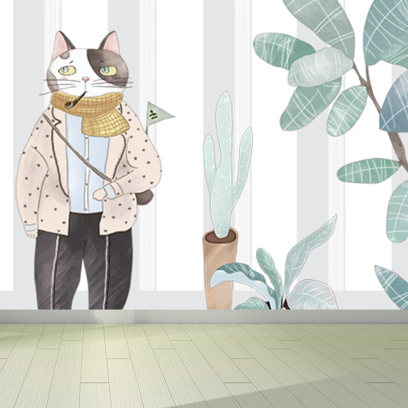 Kids Style Animal Wallpaper Mural for Baby Room Personalized Wall Decor in Light Color Clearhalo 'Wall Decor' 'Wall Mural' 1698546