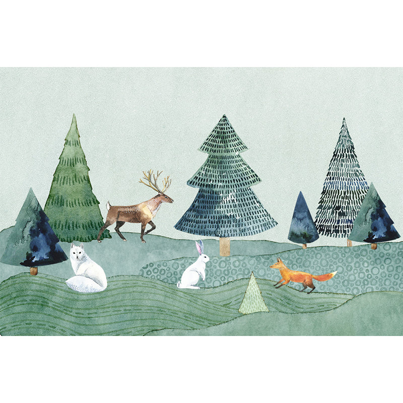 Kids Style Animal Wallpaper Mural for Baby Room Personalized Wall Decor in Light Color Clearhalo 'Wall Decor' 'Wall Mural' 1698552