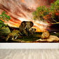 Tropics Riverside Savanna Animals Mural Brown Sunset Glow Wall Art for Living Room Clearhalo 'Wall Decor' 'Wall Mural' 1698555