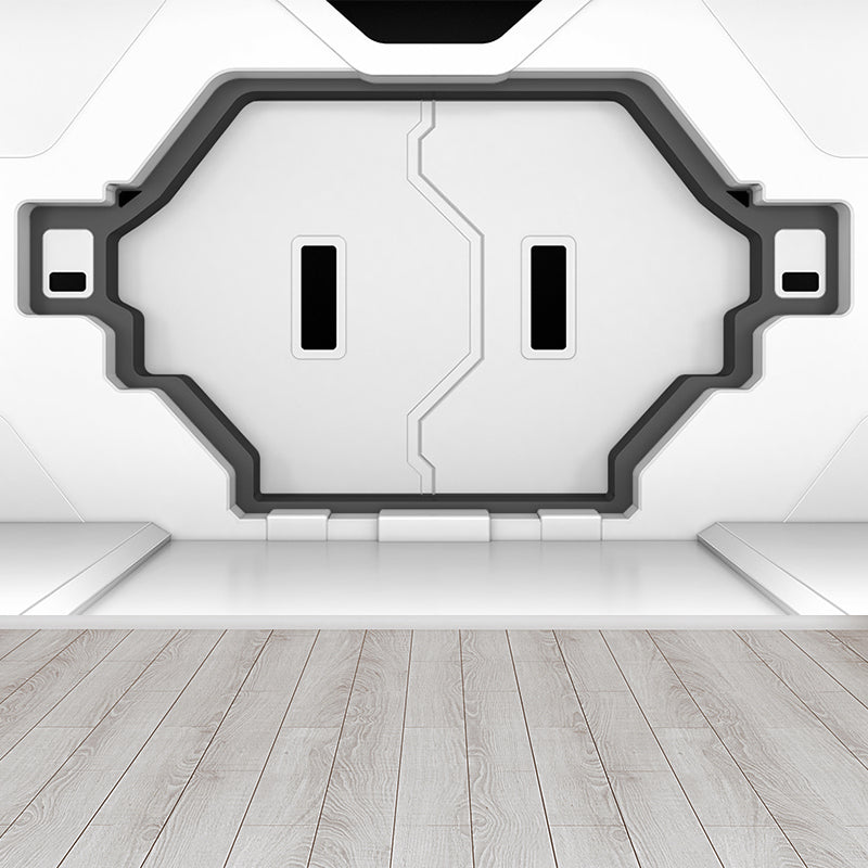 Whole Spacecraft Door Wallpaper Mural Stain-Proof Futuristic Living Room Wall Art Black Clearhalo 'Wall Decor' 'Wall Mural' 1698574