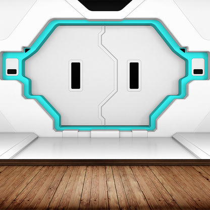 Whole Spacecraft Door Wallpaper Mural Stain-Proof Futuristic Living Room Wall Art Blue Clearhalo 'Wall Decor' 'Wall Mural' 1698579