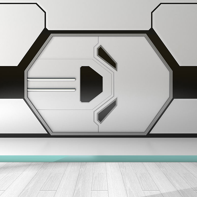 Sci-Fi Spaceship Interior Mural Non-Woven Waterproof Bright Color Wall Covering for Room Black Clearhalo 'Wall Decor' 'Wall Mural' 1698589