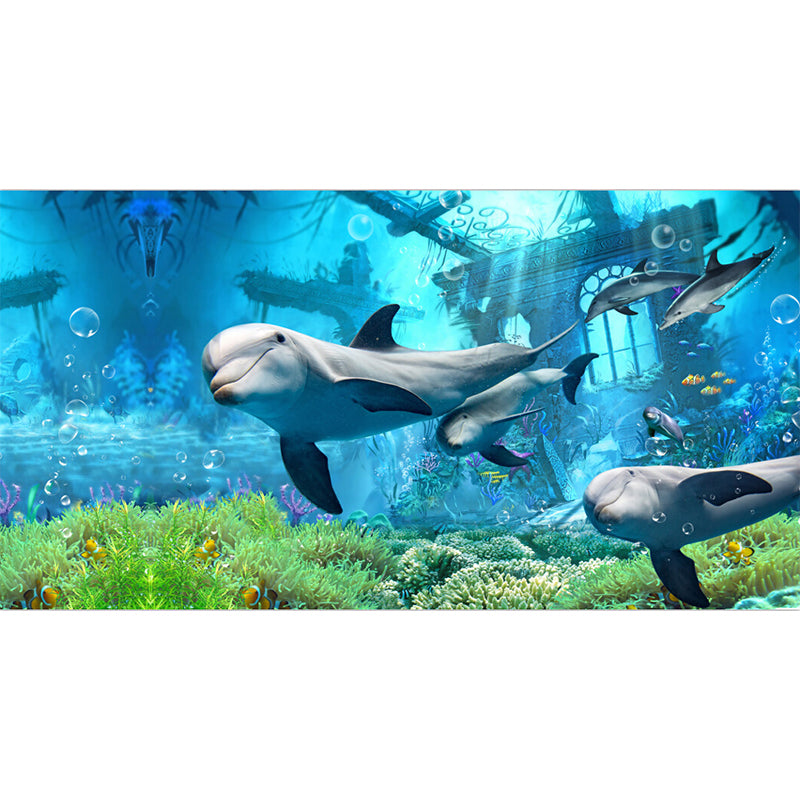 Kids Undersea World Mural Wallpaper Blue Aquarium Wall Covering for Child Bedroom Clearhalo 'Wall Decor' 'Wall Mural' 1698612