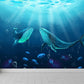 Blue Underwater Dolphins Wallpaper Mural Stain Resistant Wall Art for Kids Bedroom Clearhalo 'Wall Decor' 'Wall Mural' 1698625