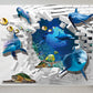 Blue Underwater Dolphins Wallpaper Mural Stain Resistant Wall Art for Kids Bedroom Clearhalo 'Wall Decor' 'Wall Mural' 1698631