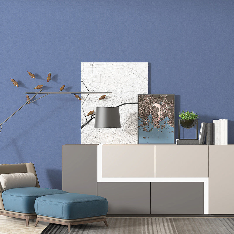 Plain Wallpaper Simplicity Beautiful Blank Wall Covering in Pastel Blue, 31' x 20.5" Royal Blue 1 Set Clearhalo 'Modern wall decor' 'Modern' 'Wallpaper' Wall Decor' 1698667