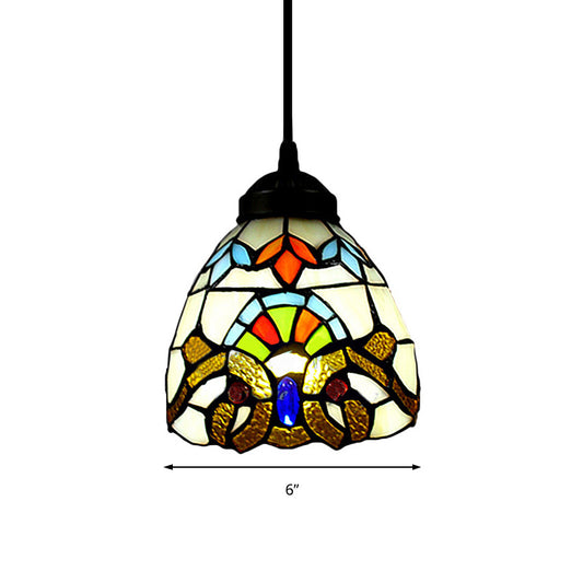 Baroque Style Multi-Color Pendant Light Art Glass Bell Ceiling Fixture Clearhalo 'Ceiling Lights' 'Industrial' 'Middle Century Pendants' 'Pendant Lights' 'Pendants' 'Tiffany close to ceiling' 'Tiffany Pendants' 'Tiffany' Lighting' 169868